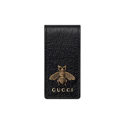 gucci money clip bee|Gucci black leather clip.